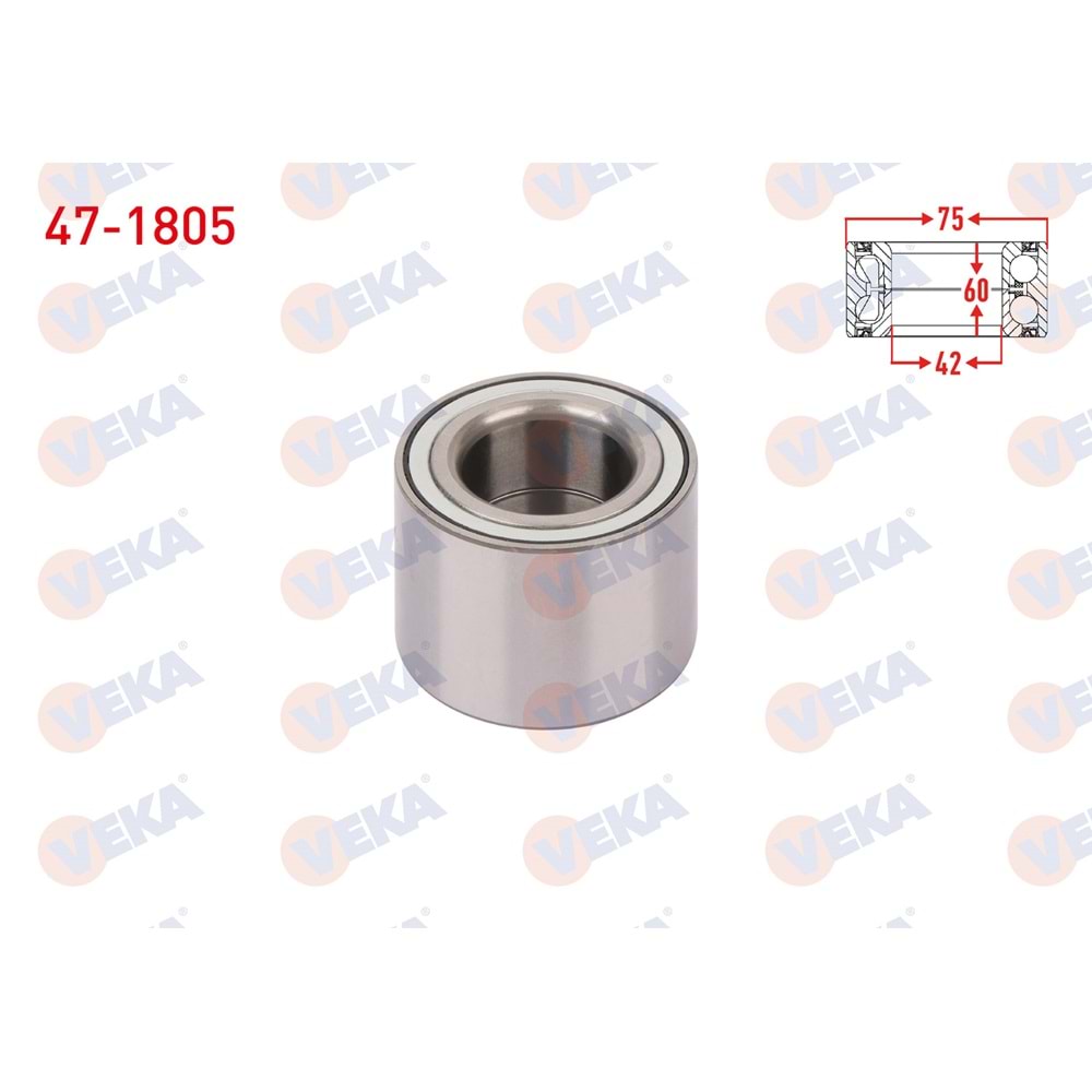 VEKA ARKA TEKERLEK RULMANI SOL-SAG 42X75X60 1994-FIAT DUCATO 2.5 TDI - 2.8 TDI 2002- / BOXER I 2.5 TDI - 2.8 HDI 1994-2002 / JUMPER I 2.5 TDI - 2.8 HDI 1994-2002