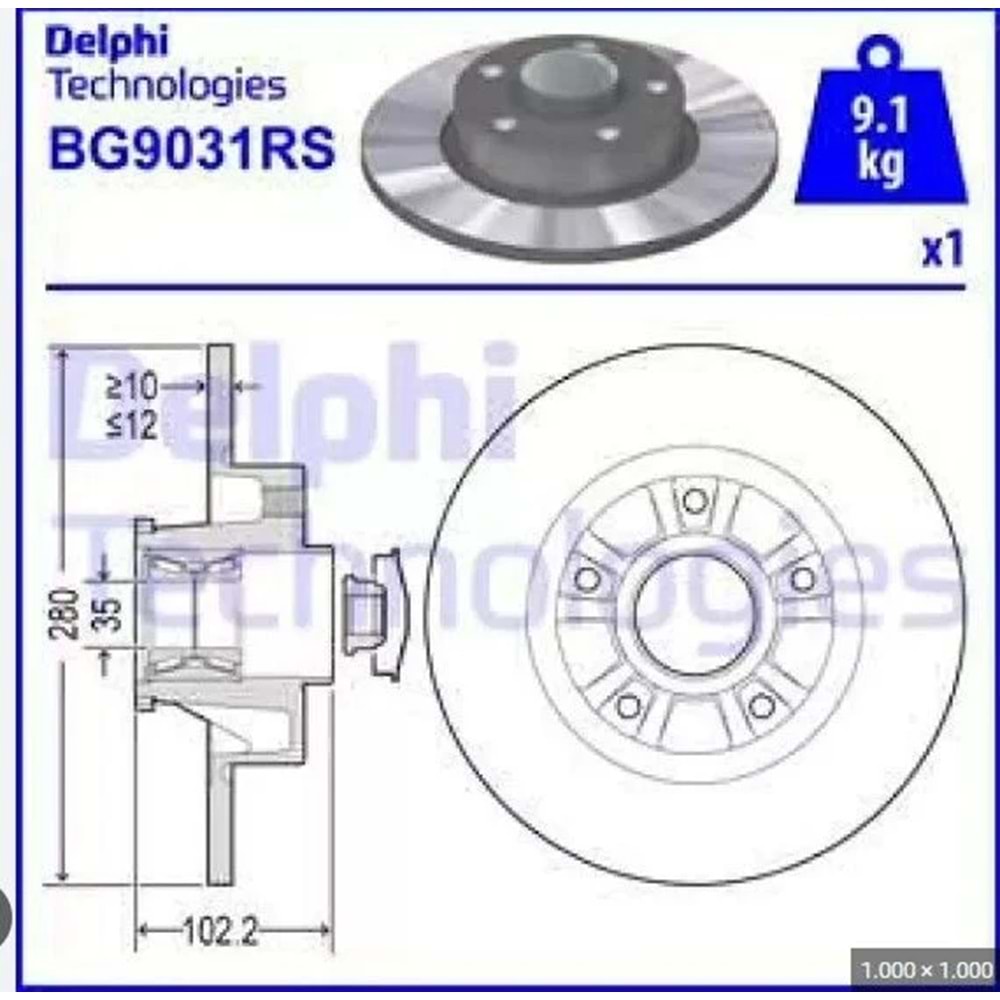 FREN DİSKİ ARKA (ADET) 5D 280MM RULMANLI VİVARO TRAFİC II 01-