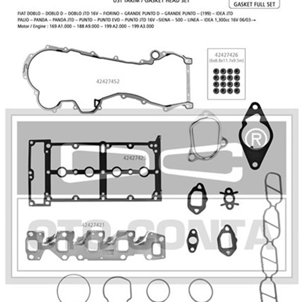 MOTOR TAKIM CONTA SKT KECELI SUBAP LASTIKLI SKCSIZ EURO 5 DOBLO FIORINO LINEA EGEA PUNTO 1.3M.JET 1