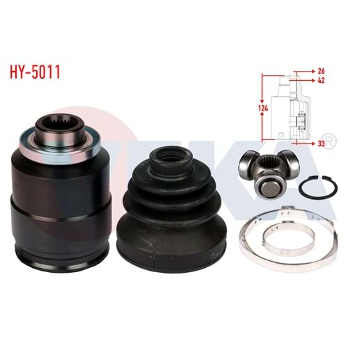 AKS KAFASI SAĞ ÖN IC HYUNDAI ACCENT ERA 1.5 CRDI 26X33X42 UZUNLUK 124 mm 2006-2012