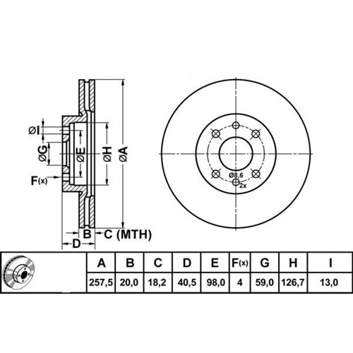 ÖN DİSK (ADET) DOBLO LİNEA PALIO FİORİNO NEMO ALBEA 1,9 1,3 1,4 1,2 (ÇAP 257MM.)