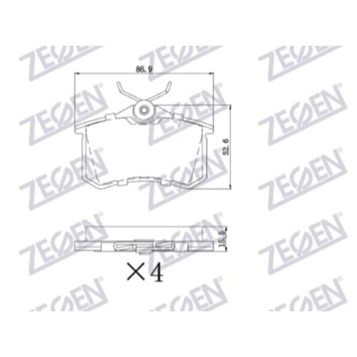 ARKA FREN BALATASI 15,5mm GOLF IV-V-VI/JETTA V-VI/POLO III-IV-V-VI/CADDY III/CLIO III/MEGANE III-IV/207/208/307/308/PARTNER/C3 II-III/C4 II/A3 II/A4 II-III/A6 II/LEON II-III/IBIZA III-