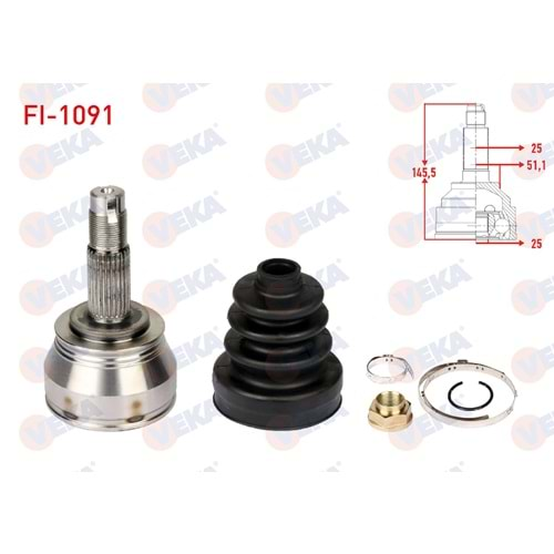 AKS KAFASI SOL-SAG ON DIS FIAT LINEA (323) 1.3 MJT 90 HP 25X25X51.1 UZUNLUK 145.5mm 2007-